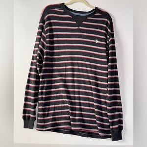U.S. Polo Assn. Black, Gray, and Red Striped Long Sleeve Shirt Men’s XL